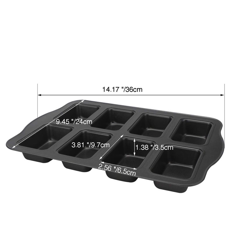 Beasea Mini Loaf Pan 8 Cavity, Nonstick Bakeware Square Bread Pan, Carbon Steel Mini Loaf Bread Pan Cake Pans for Baking Oven - Image 5